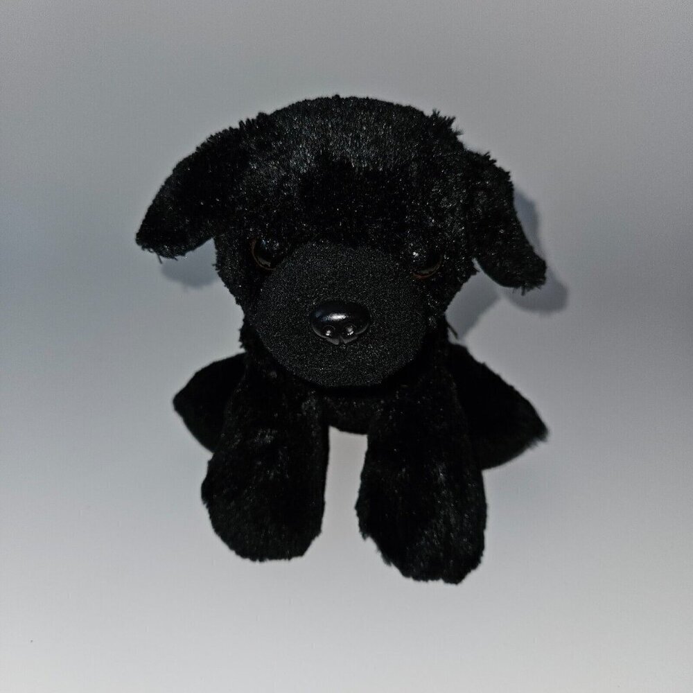 Wild Republic Solid Black Puppy Dog Bean Bag Plush 7" Long Stuffed Toy 2016